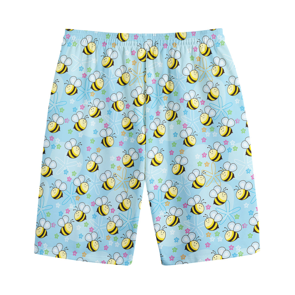 Cute Cartoon Bee Pattern Print Cotton Shorts
