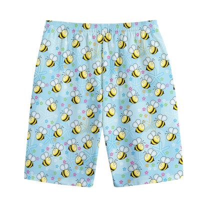 Cute Cartoon Bee Pattern Print Cotton Shorts