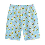 Cute Cartoon Bee Pattern Print Cotton Shorts