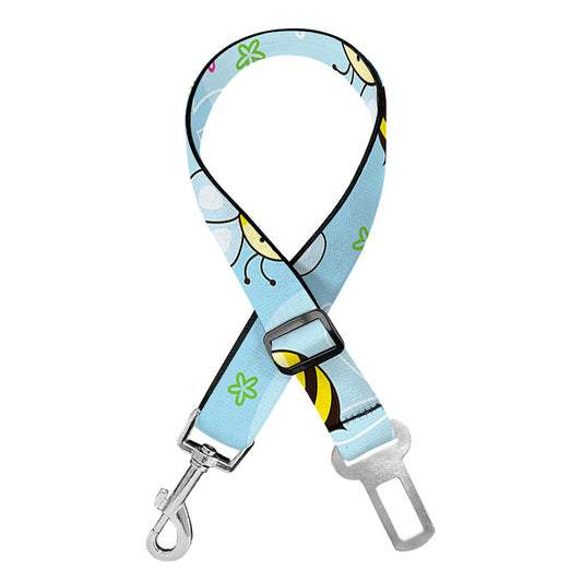 Cute Cartoon Bee Pattern Print Dog Seat Belt