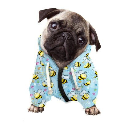 Cute Cartoon Bee Pattern Print Dog Zip Up Hoodie