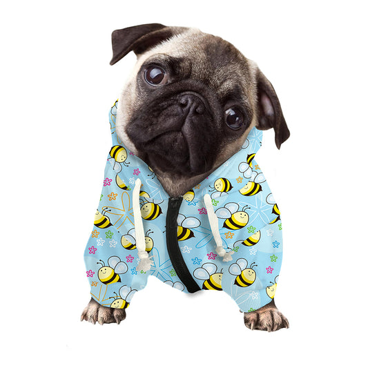 Cute Cartoon Bee Pattern Print Dog Zip Up Hoodie
