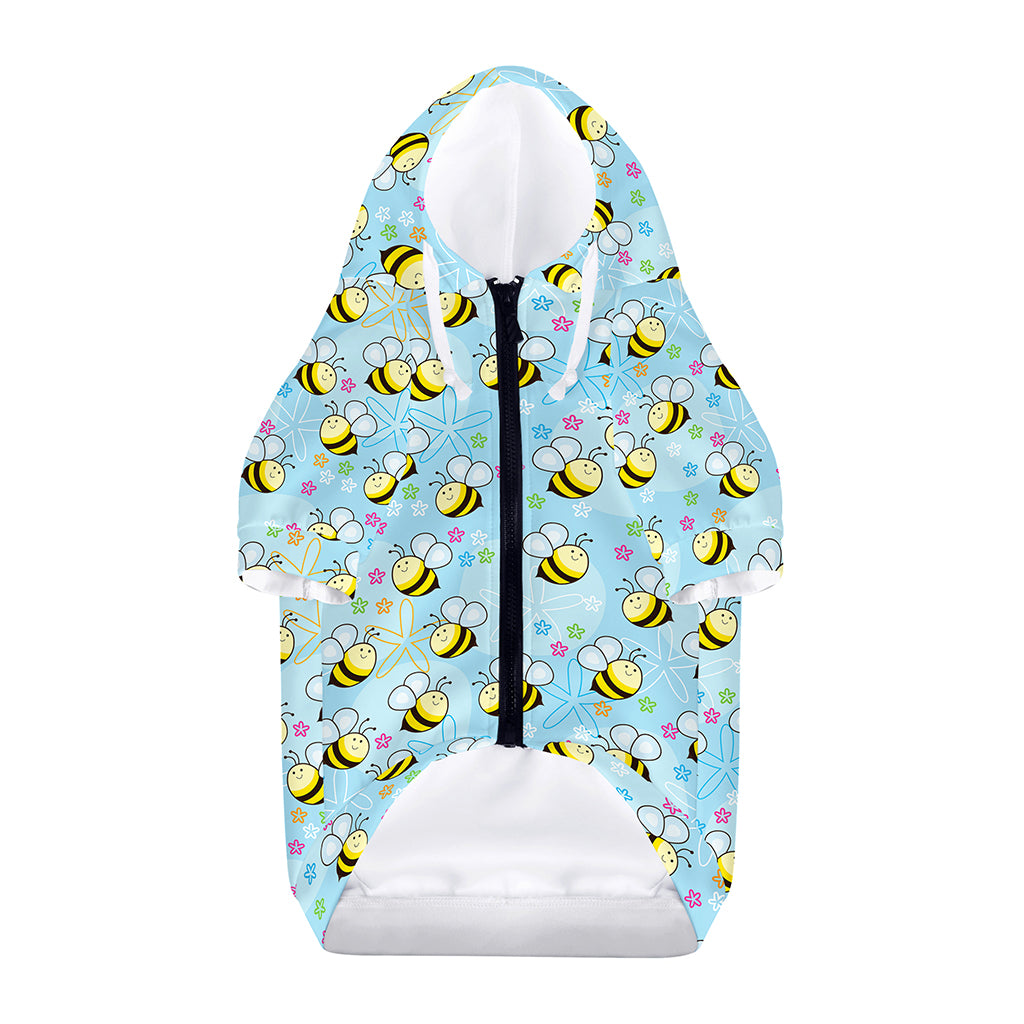 Cute Cartoon Bee Pattern Print Dog Zip Up Hoodie