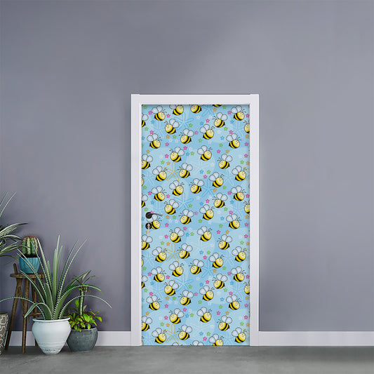 Cute Cartoon Bee Pattern Print Door Sticker