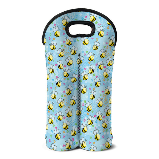 Cute Cartoon Bee Pattern Print Double Neoprene Wine Tote