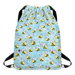 Cute Cartoon Bee Pattern Print Drawstring Backpack