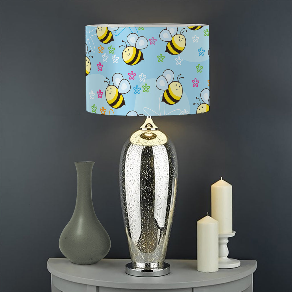 Cute Cartoon Bee Pattern Print Drum Lamp Shade