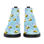 Cute Cartoon Bee Pattern Print Flat Ankle Boots