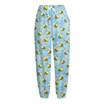 Cute Cartoon Bee Pattern Print Fleece Lined Knit Pants