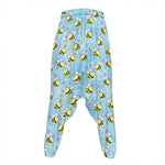 Cute Cartoon Bee Pattern Print Hammer Pants