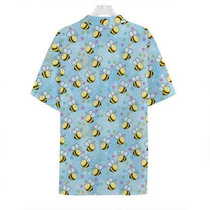 Cute Cartoon Bee Pattern Print Hawaiian Shirt
