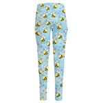 Cute Cartoon Bee Pattern Print High-Waisted Pocket Leggings