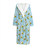 Cute Cartoon Bee Pattern Print Hooded Bathrobe