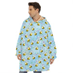 Cute Cartoon Bee Pattern Print Hoodie Blanket