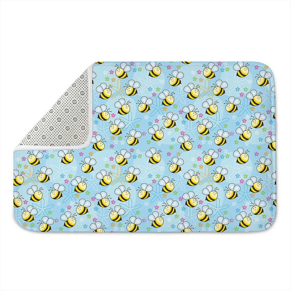 Cute Cartoon Bee Pattern Print Indoor Door Mat