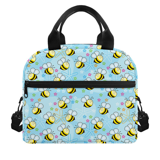 Cute Cartoon Bee Pattern Print Insulated Lunch Bag