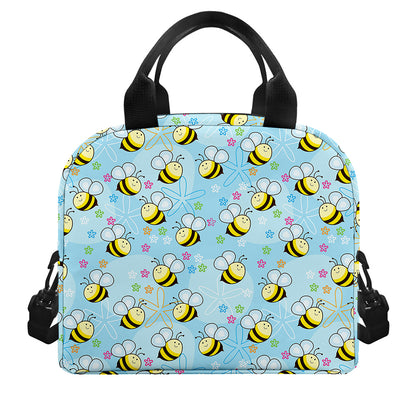 Cute Cartoon Bee Pattern Print Insulated Lunch Bag