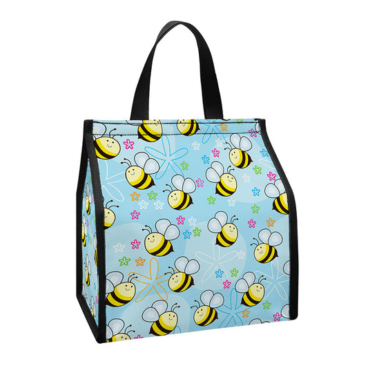 Cute Cartoon Bee Pattern Print Insulated Lunch Tote