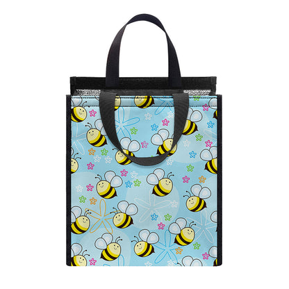 Cute Cartoon Bee Pattern Print Insulated Lunch Tote