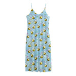 Cute Cartoon Bee Pattern Print Jersey Midi Cami Dress