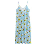 Cute Cartoon Bee Pattern Print Jersey Midi Cami Dress