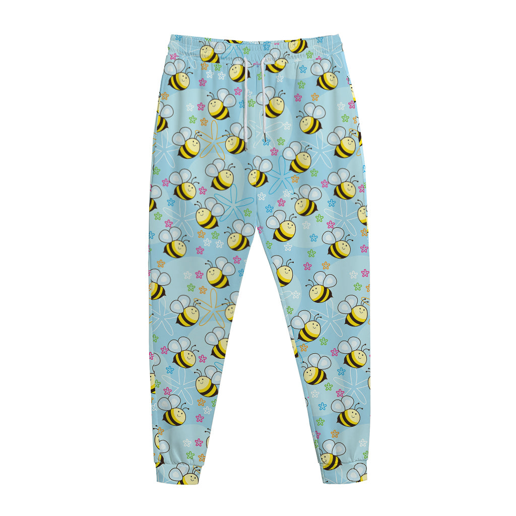 Cute Cartoon Bee Pattern Print Jogger Pants