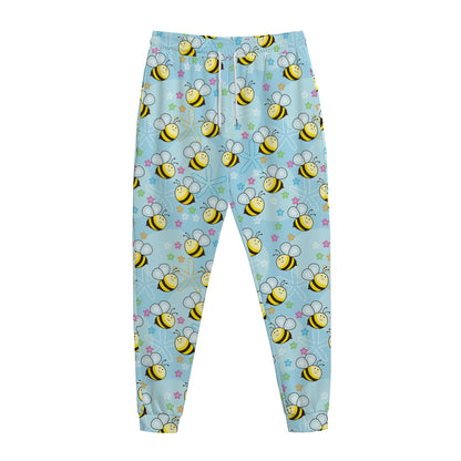 Cute Cartoon Bee Pattern Print Jogger Pants