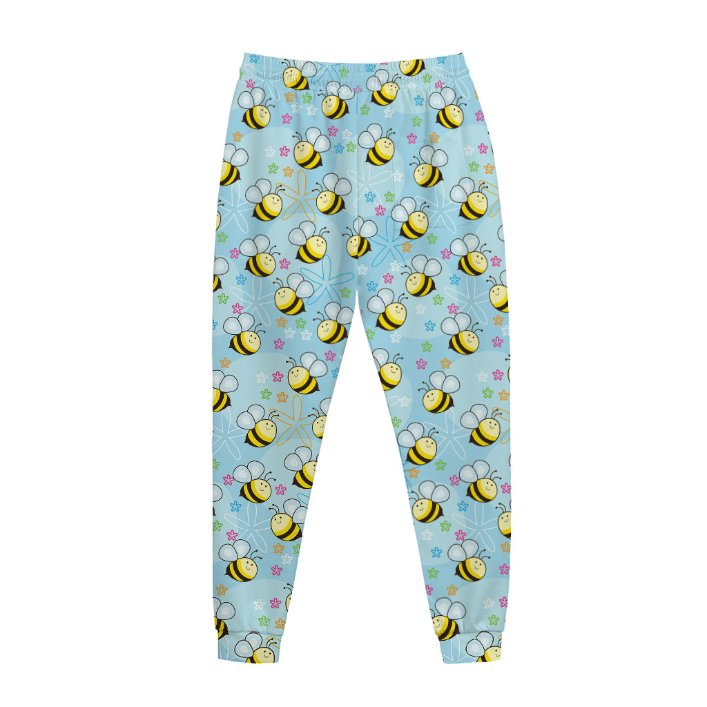 Cute Cartoon Bee Pattern Print Jogger Pants