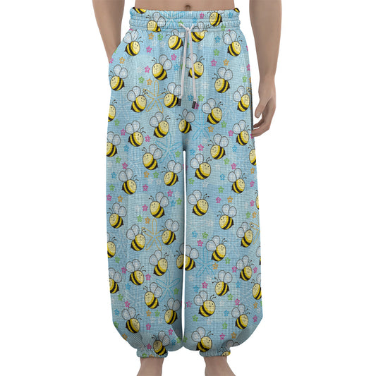 Cute Cartoon Bee Pattern Print Lantern Pants