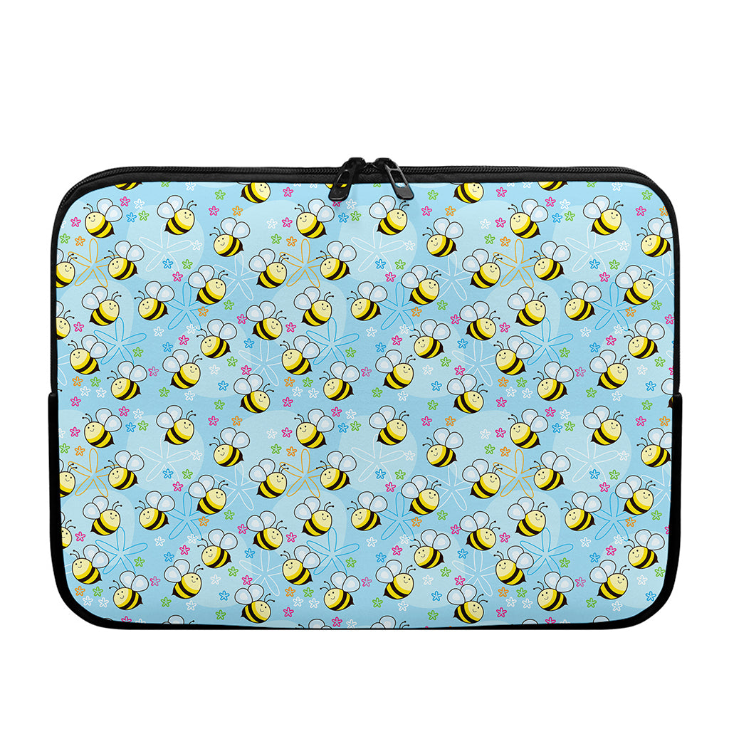 Cute Cartoon Bee Pattern Print Laptop Sleeve