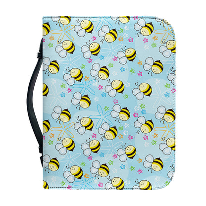 Cute Cartoon Bee Pattern Print Leather Bible Cover