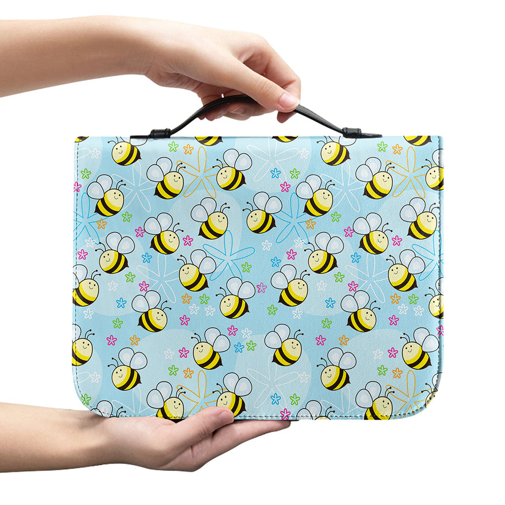 Cute Cartoon Bee Pattern Print Leather Bible Cover