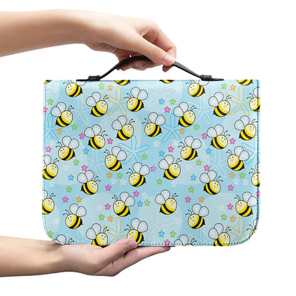 Cute Cartoon Bee Pattern Print Leather Bible Cover