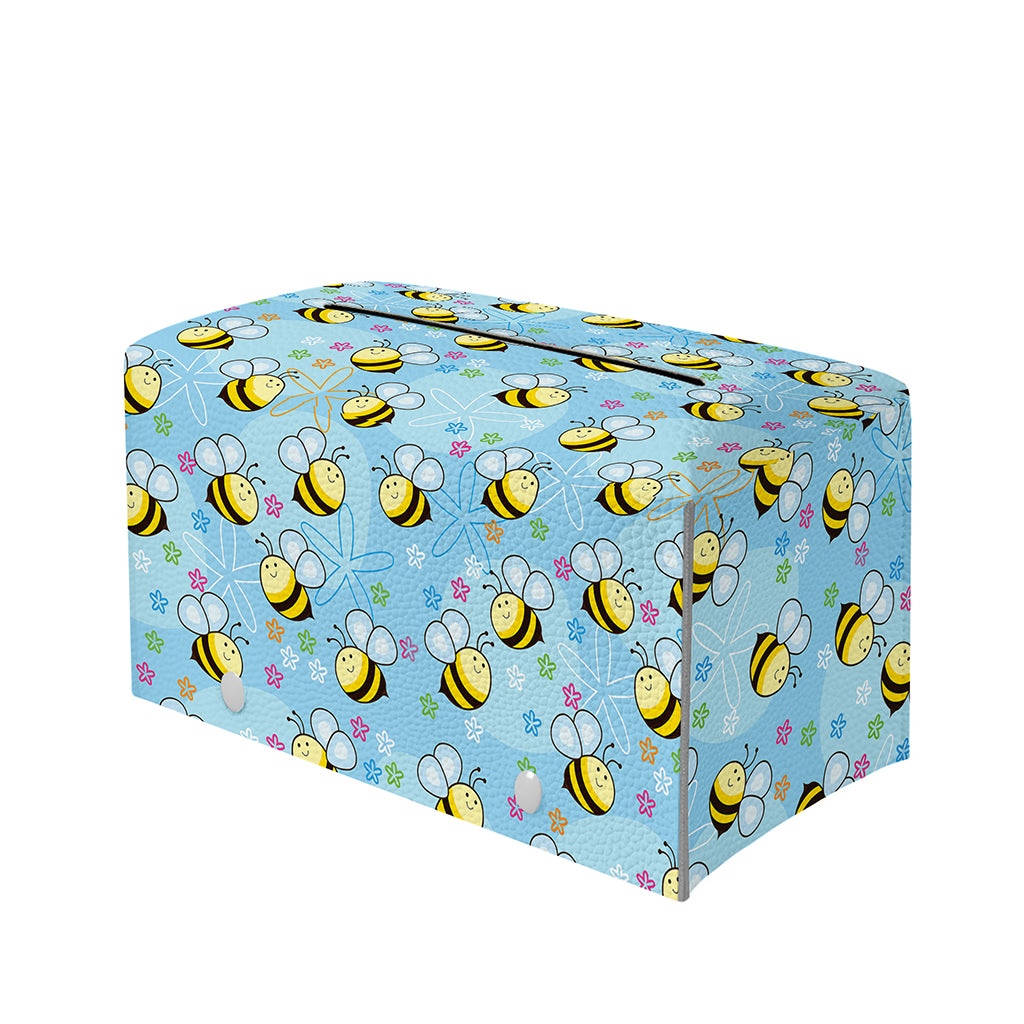 Cute Cartoon Bee Pattern Print Leather Tissue Box Cover