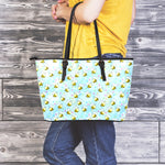 Cute Cartoon Bee Pattern Print Leather Tote Bag