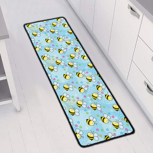 Cute Cartoon Bee Pattern Print Long Kitchen Mat