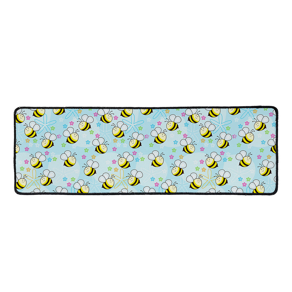 Cute Cartoon Bee Pattern Print Long Kitchen Mat