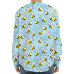 Cute Cartoon Bee Pattern Print Long Sleeve Baseball Jersey