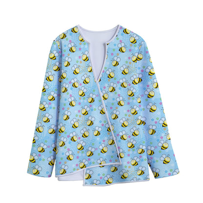 Cute Cartoon Bee Pattern Print Long Sleeve Short Coat