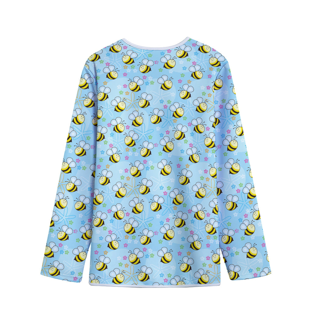 Cute Cartoon Bee Pattern Print Long Sleeve Short Coat