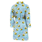 Cute Cartoon Bee Pattern Print Men's Bathrobe