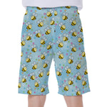 Cute Cartoon Bee Pattern Print Men's Beach Shorts