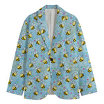 Cute Cartoon Bee Pattern Print Men's Blazer