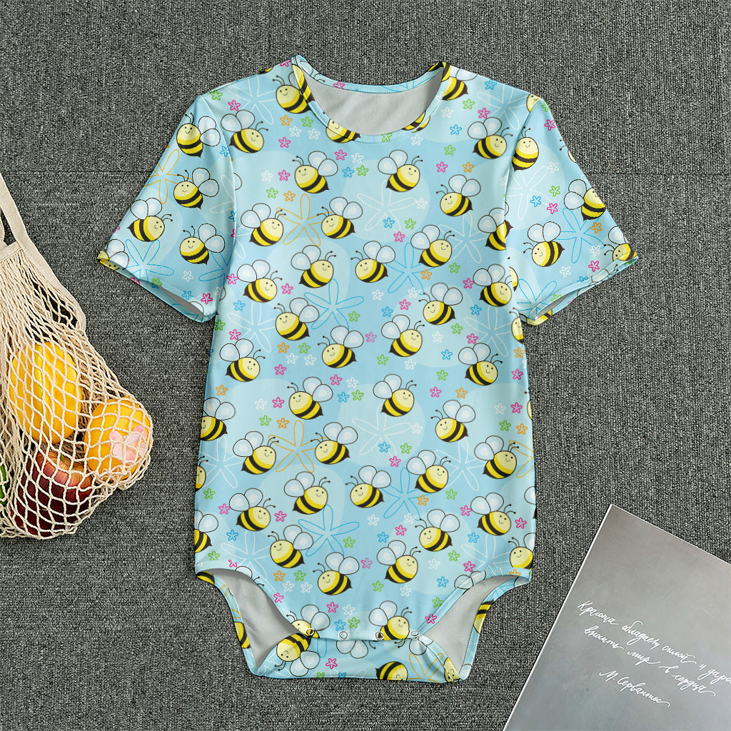 Cute Cartoon Bee Pattern Print Men's Bodysuit