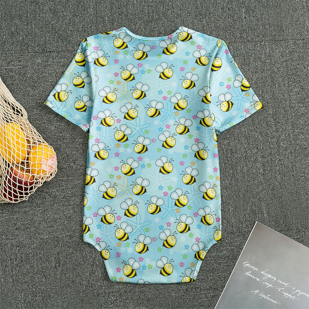 Cute Cartoon Bee Pattern Print Men's Bodysuit