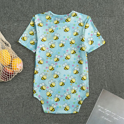 Cute Cartoon Bee Pattern Print Men's Bodysuit