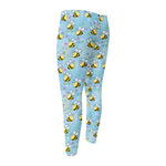 Cute Cartoon Bee Pattern Print Men's Compression Pants