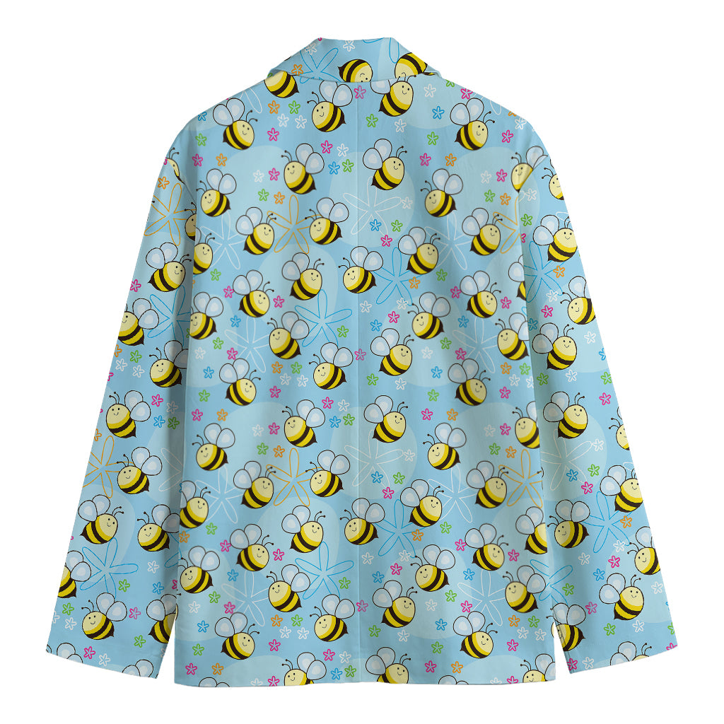Cute Cartoon Bee Pattern Print Men's Cotton Blazer