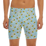 Cute Cartoon Bee Pattern Print Men's Long Boxer Briefs