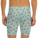 Cute Cartoon Bee Pattern Print Men's Long Boxer Briefs